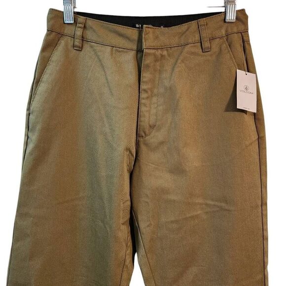 Volcom So Chickie High Rise Chino Pants Green Womens Size 26 NEW - Picture 2 of 11